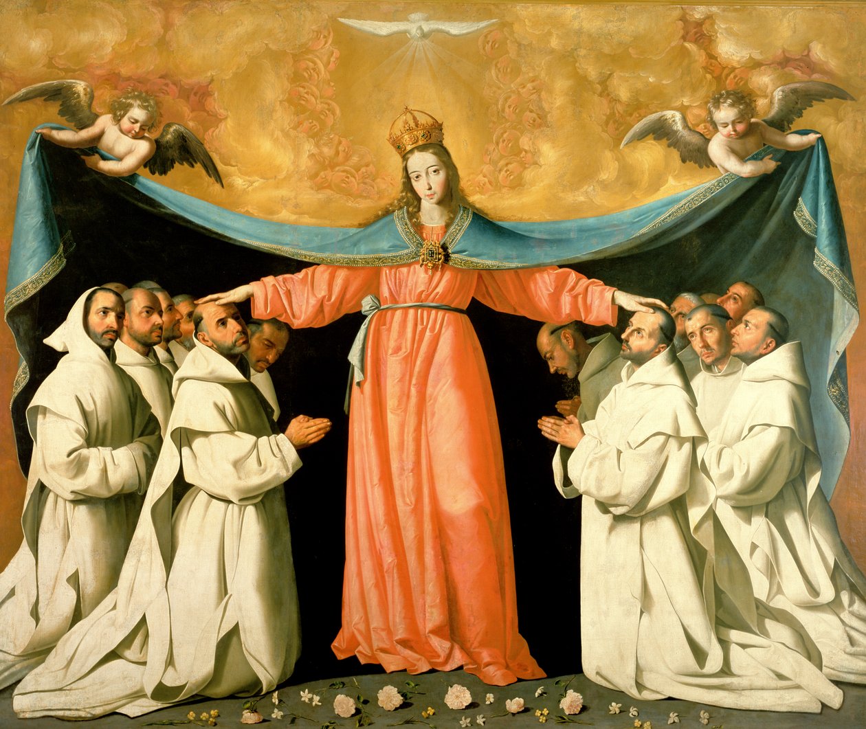 Panna z Misericordia chrání kartuziány, kolem roku 1629 od Francisco de Zurbaran