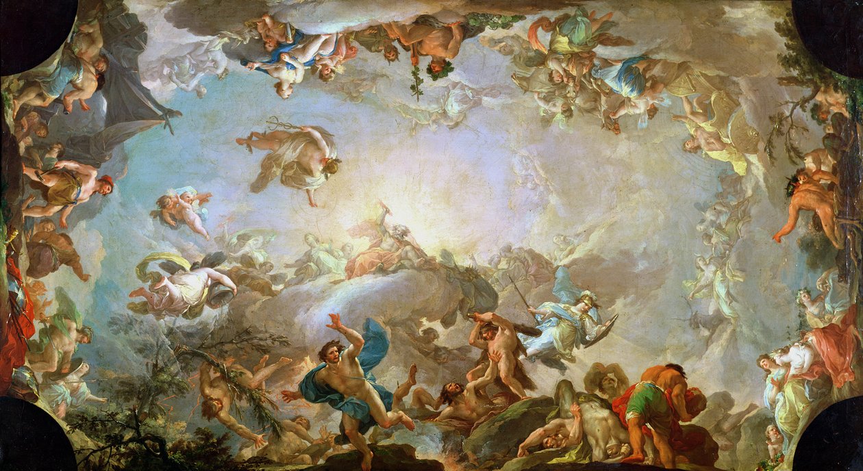 Pád obrů obléhajících Olymp, 1764 od Francisco Bayeu y Subias