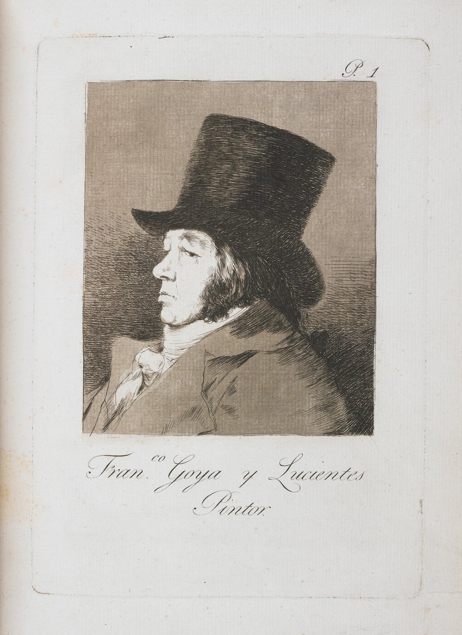 Goyův portrét, kopie desky I knihy Los Caprichos (1793-98) (pero a hnědá tuš na průklepovém papíře) od Francisco de Goya