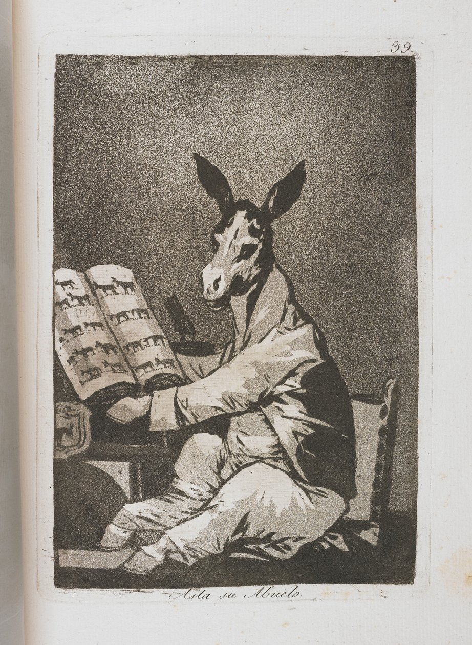 Talíř z Los Caprichos [Až jeho dědeček], 1797-1798 od Francisco de Goya