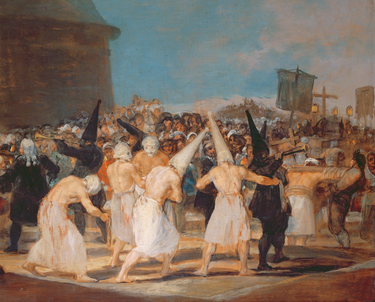 Procesí flagelantů, 1815-19 detail olej na plátně z 541 od Francisco de Goya