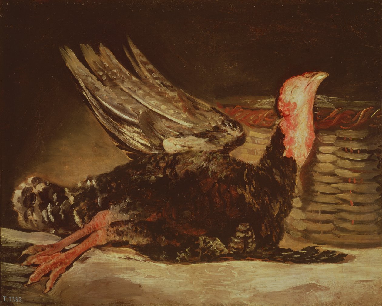 Zátiší mrtvého krocana a proutěný koš, 1806 od Francisco de Goya