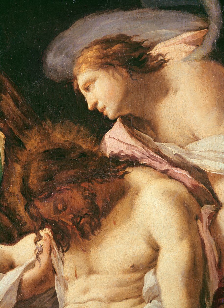 Tělo Kristovo Pohřbený detail hlavy Krista a anděla olej na plátně od Francisco de Goya