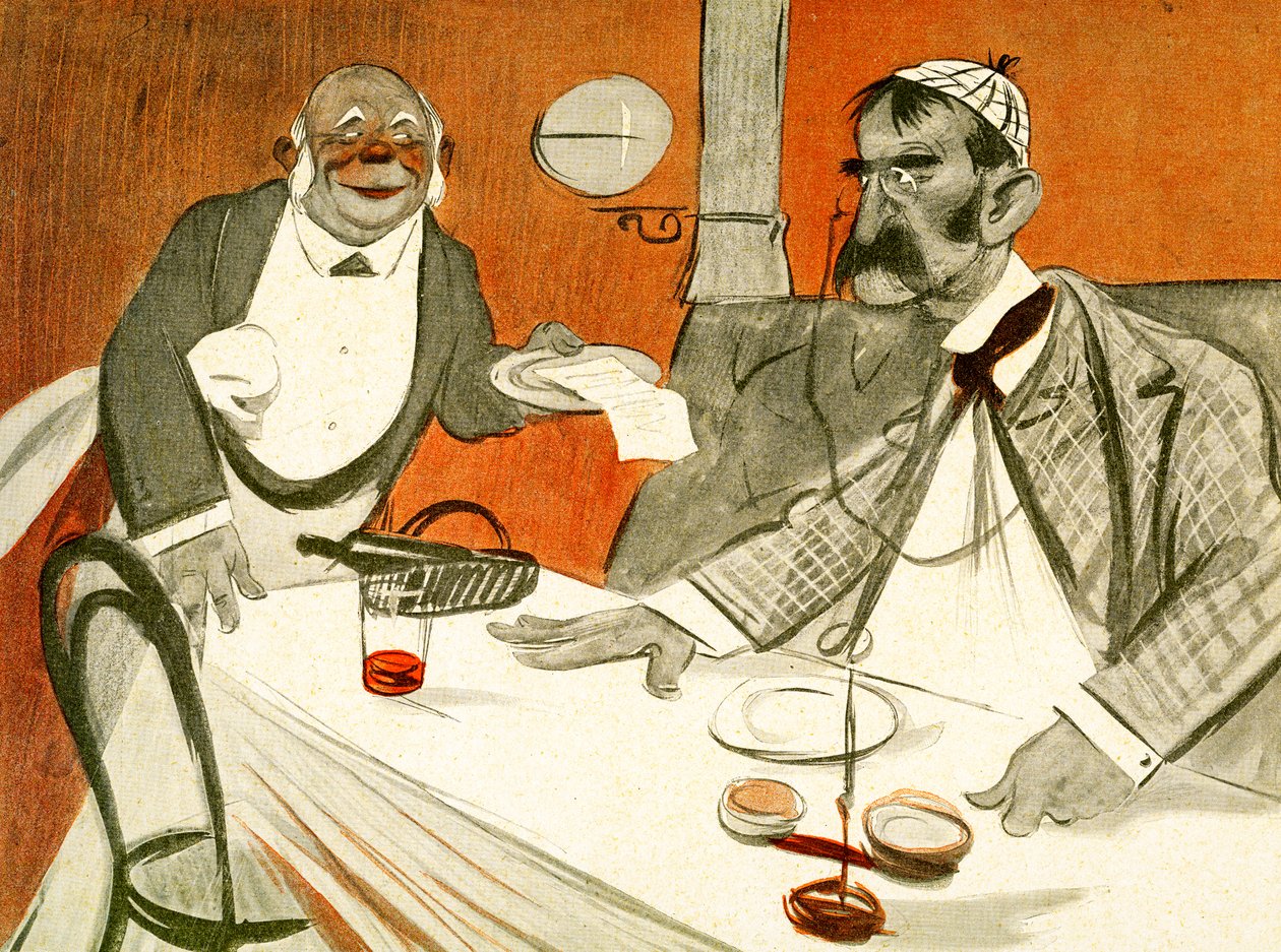 Theophile Delcasse při sporu o účet ve francouzské restauraci, 1903 od Francisco Sancha y Lengo