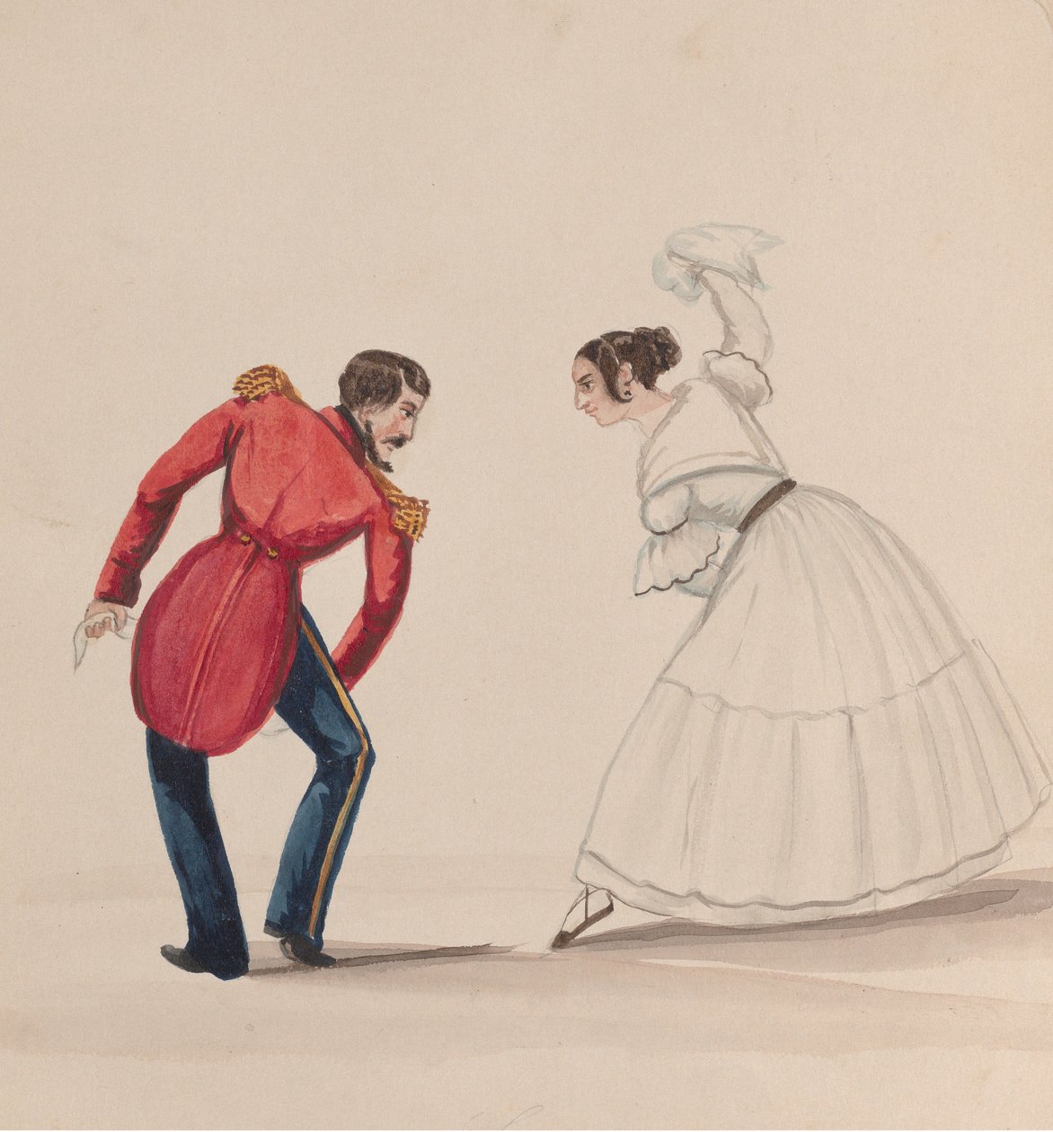 Peruánský muž a žena tančící na Zamacueca, ze skupiny kreseb zobrazujících..., ca. 1848. od Francisco