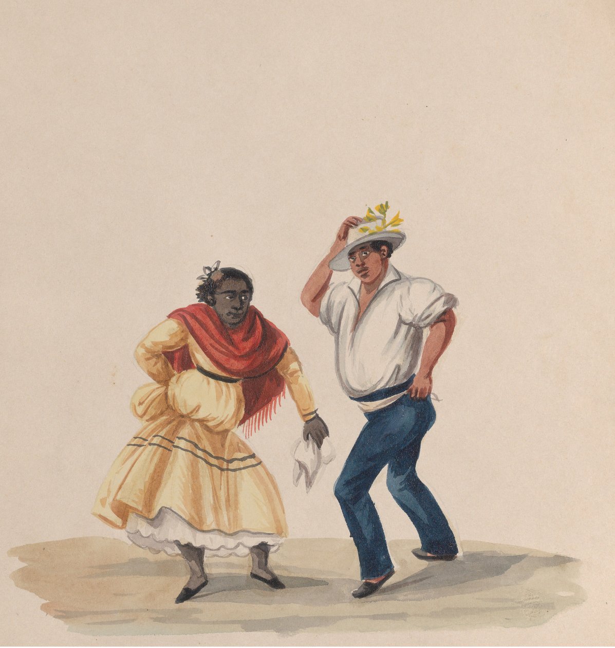 Tančící muž a žena ze skupiny kreseb zobrazujících peruánský kroj, 1848. od Francisco