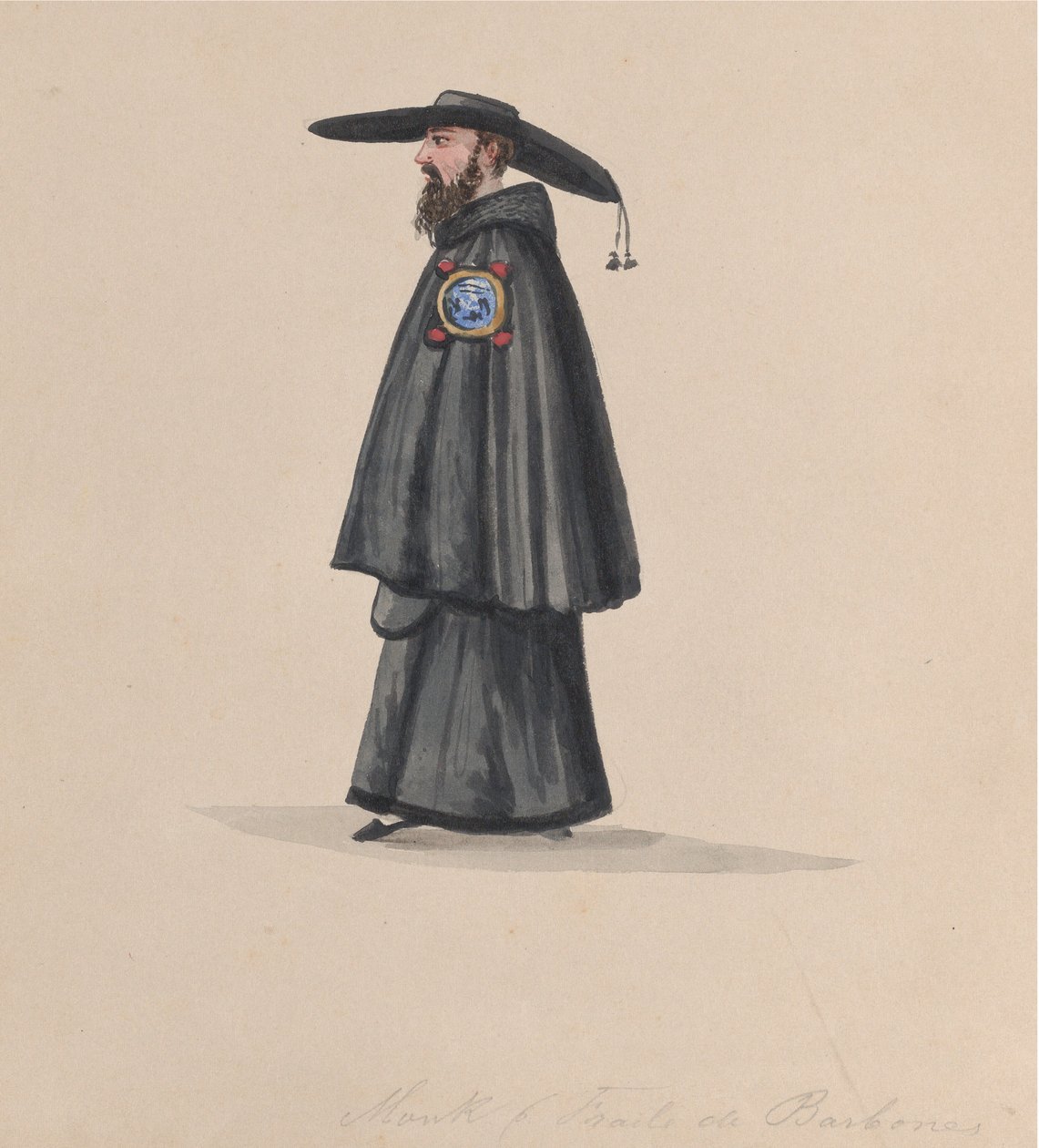 Mnich z řádu Barbones, ze skupiny kreseb zobrazujících peruánský kroj, 1848. od Francisco