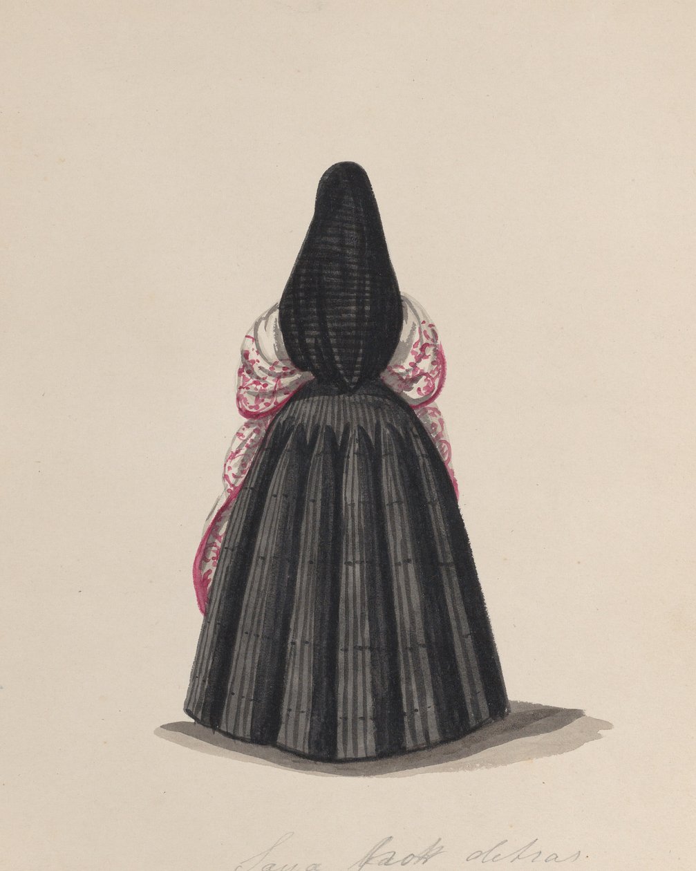Žena na sobě saya při pohledu zezadu, ze skupiny kreseb zobrazujících..., ca. 1848. od Francisco