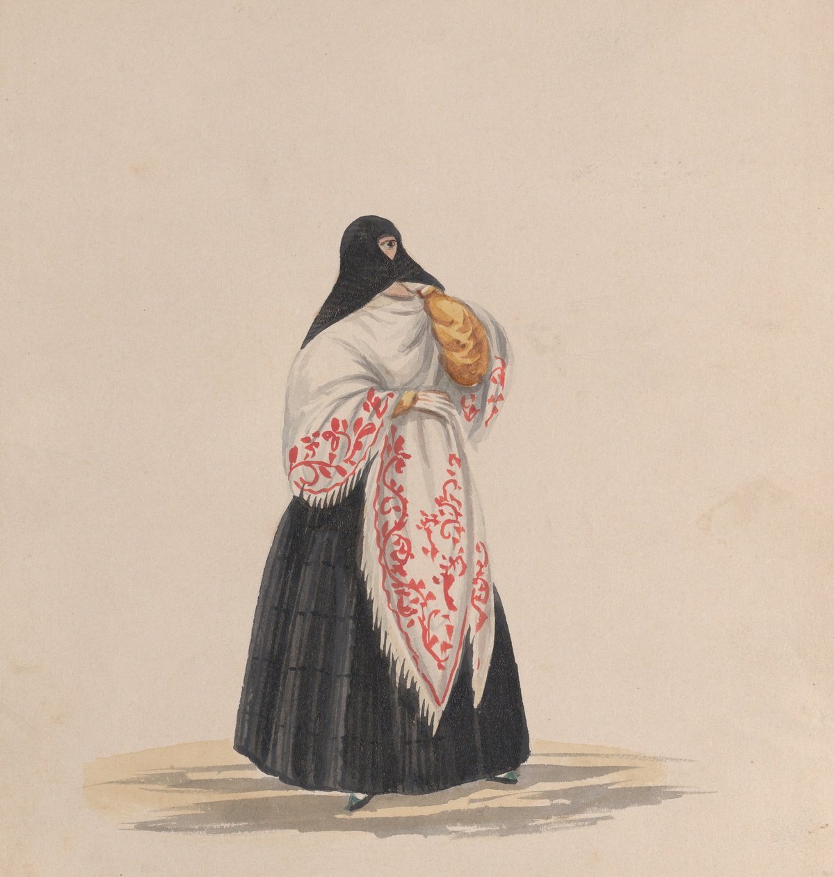 Elegantně oblečená žena ze skupiny kreseb zobrazujících peruánský kroj, ca. 1848. od Francisco