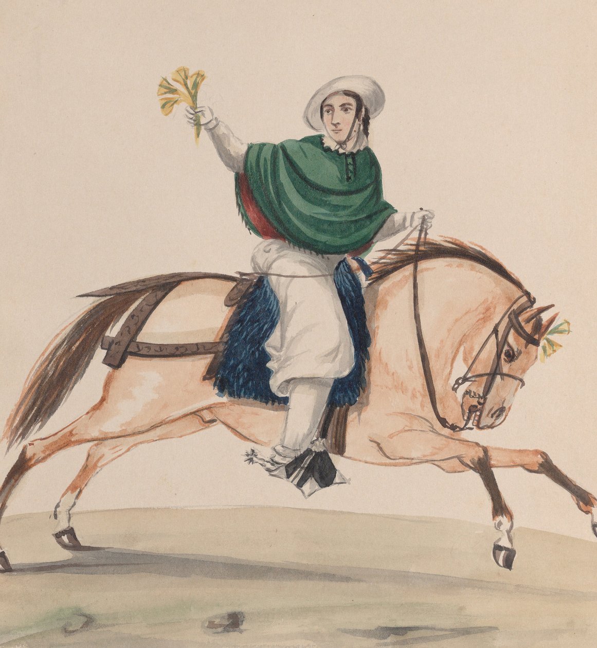 Elegantně oblečená žena na koni ze skupiny kreseb zobrazujících peruánský..., ca. 1848. od Francisco