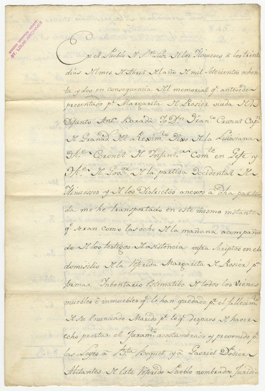 Inventář Antoine Barada podepsal Fran. Cruzat, Josef Bexmes, Dodier, Becquet a další, duben 1782 od Francisco Cruzat