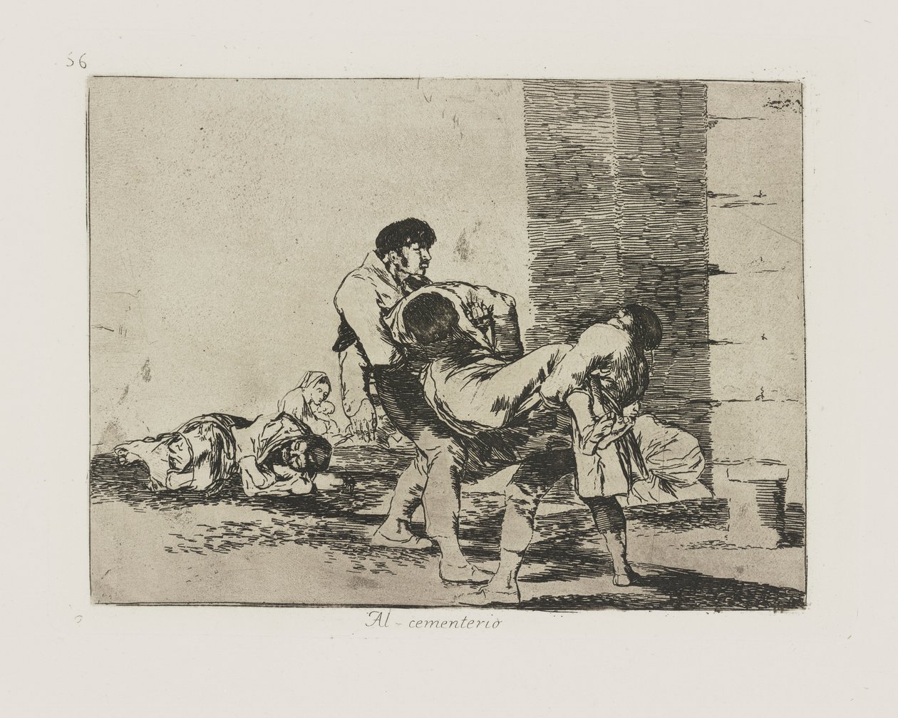 Na hřbitov. (Na hřbitov.), pl. 56 ze série The Disasters of War od Francisco de Goya