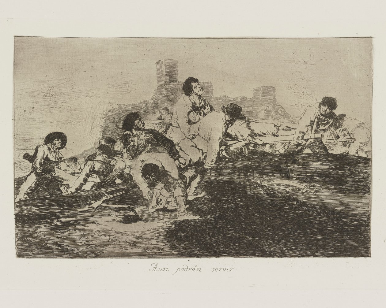 Stále mohou sloužit (They Can Still Be of Use), pl. 24 ze série The Disasters of War od Francisco de Goya