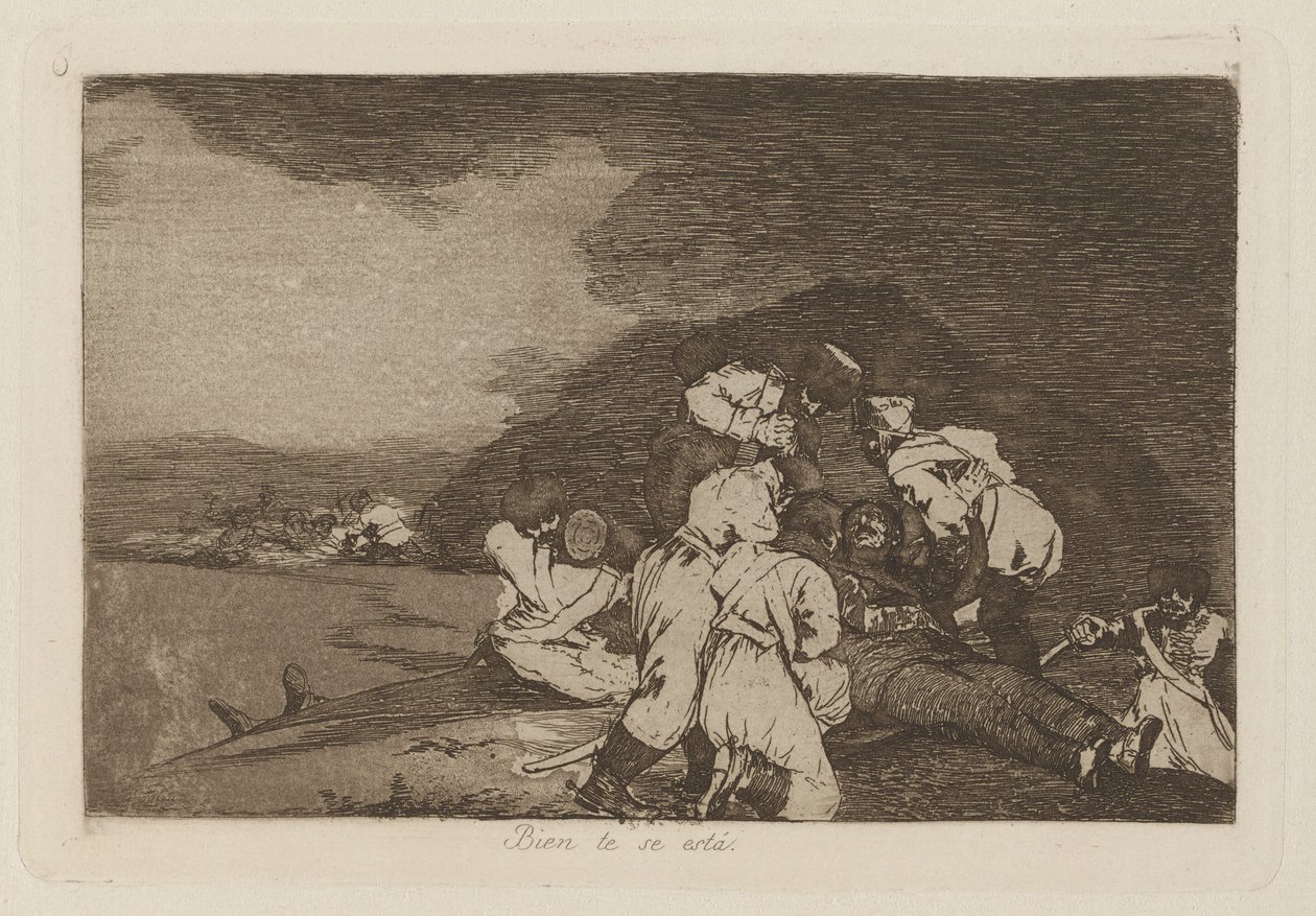 Jsi v pořádku? (It Serves You Right), pl. 6 ze série The Disasters of War od Francisco de Goya