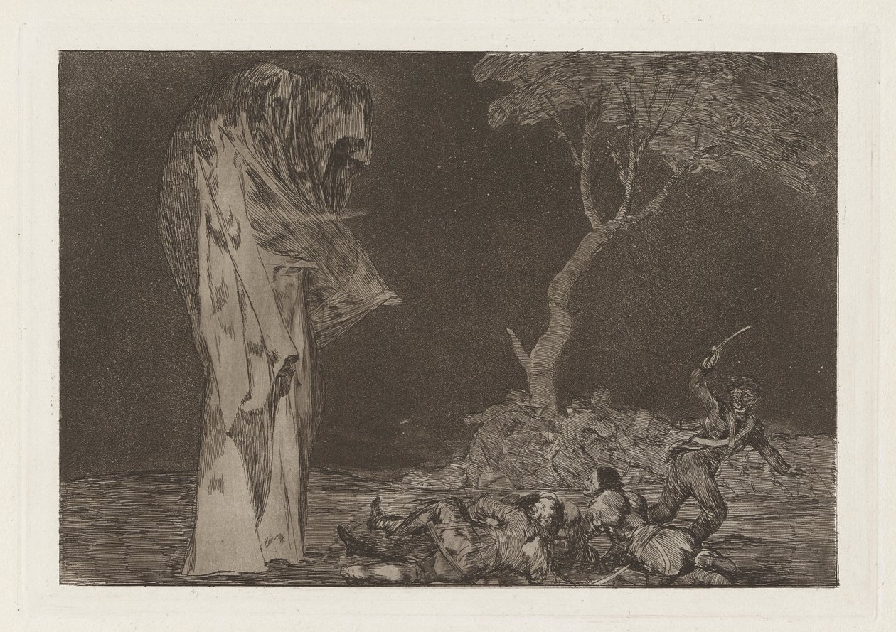 Folly of Fear, také známý jako Neztratit čest strachem, ze série Los disparates (Los proverbios) od Francisco de Goya