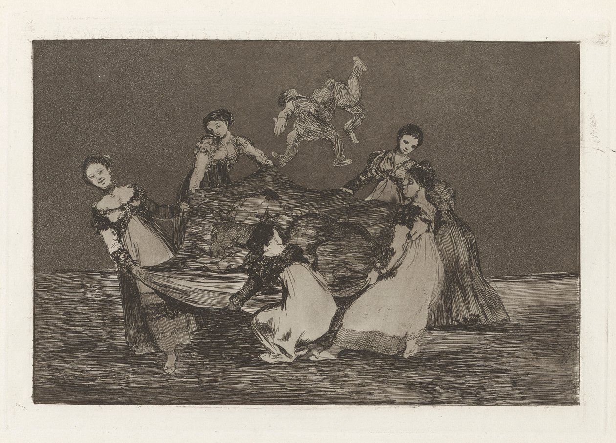 Feminine Folly, také známý jako Těžší než mrtvý osel, ze série Los absurdities (Los proverbios) od Francisco de Goya