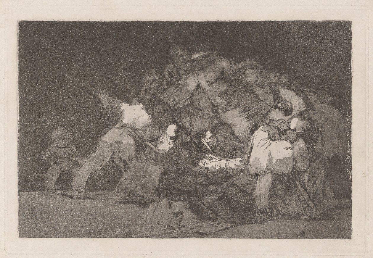 General Folly, také známý jako Jedna z kočky a šaty oddané, ze série Los disparate (Přísloví) od Francisco de Goya