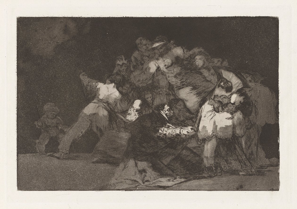 General Folly, také známý jako Drápy kočky a šaty oddané, ze série Los disparate (Přísloví) od Francisco de Goya
