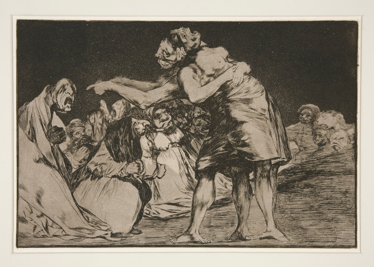 Nesourodé manželství (Matrimonial Folly), pl. 7 ze série Los proverbios od Francisco de Goya