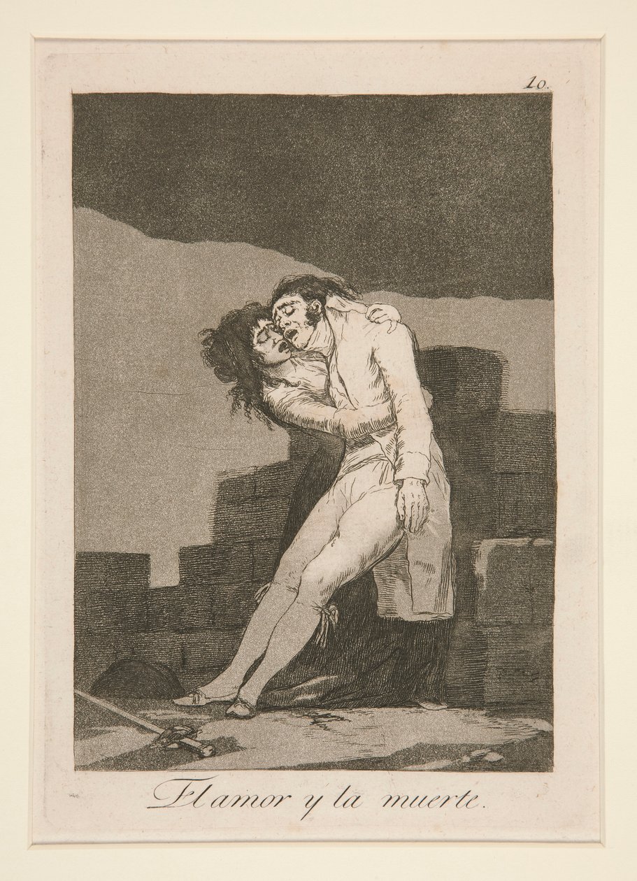 láska a smrt (Láska a smrt), pl. 10 ze série The Caprices od Francisco de Goya