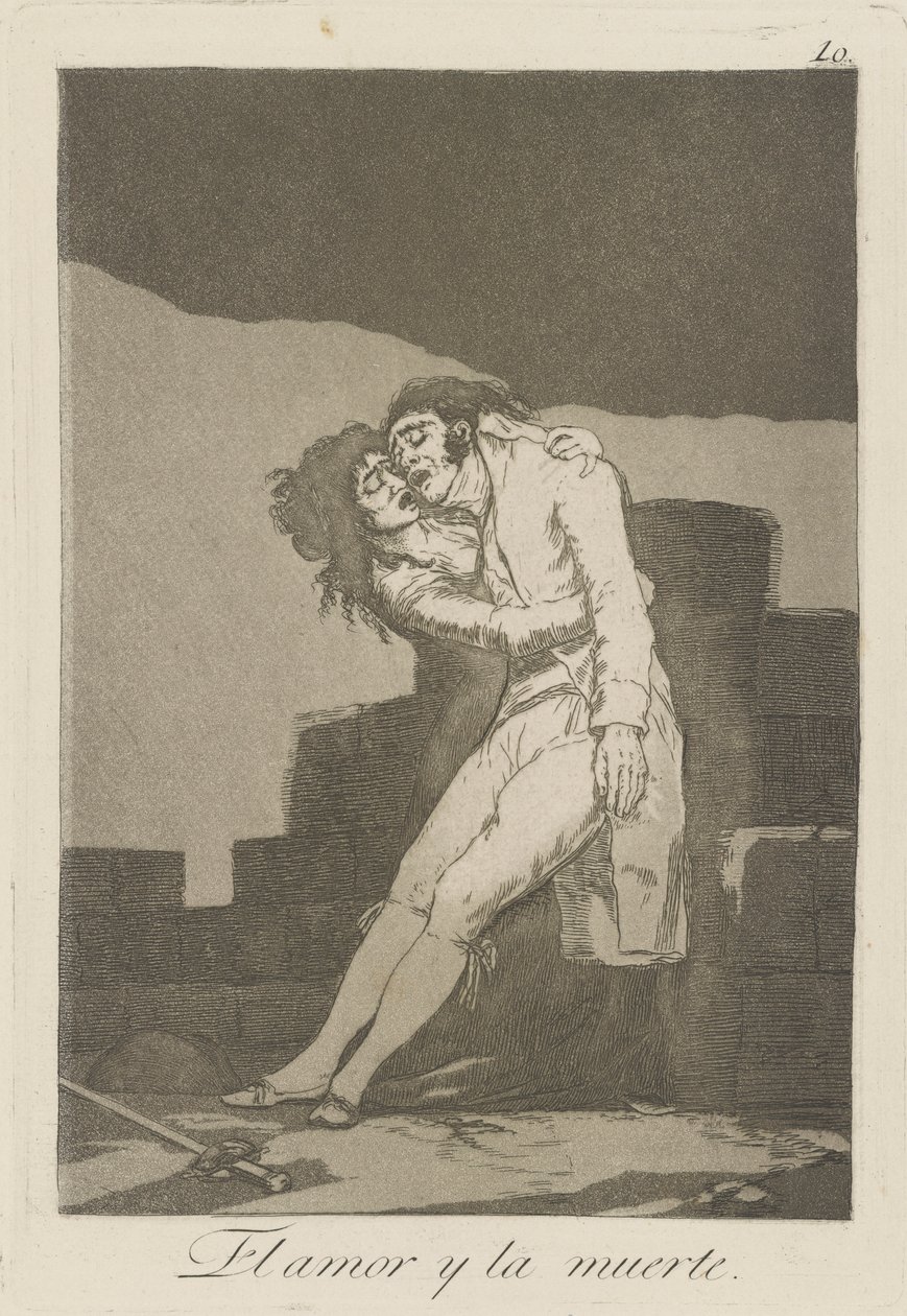 láska a smrt (Láska a smrt.), pl. 10 ze série The Caprices od Francisco de Goya