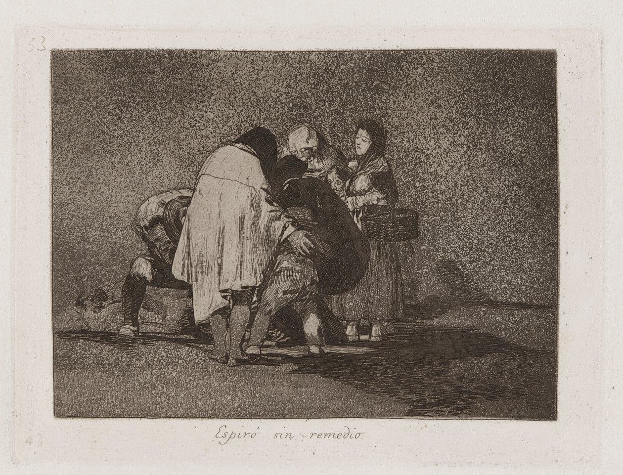 Espir? sin remedio (There Was Nothing to Be Done and He Died), Plate 53 from Los desastres de la guerra (The Disasters of War)   1334898   cs       czech Successfully Translated  Original: Woodss Fruit Shop Translat: Woods