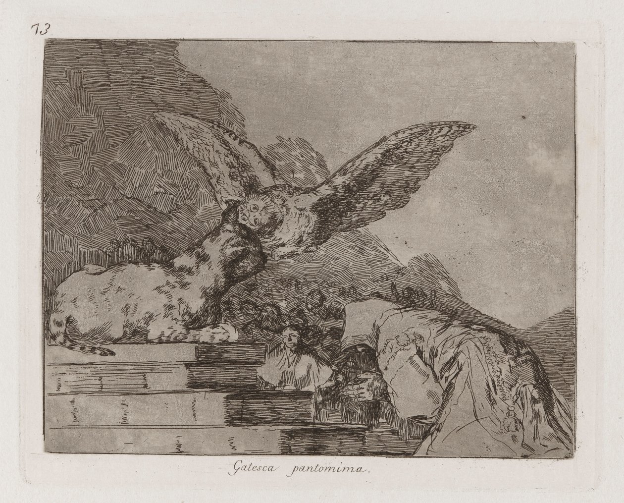 Pantomima Gatesca (Feline Pantomima), Deska 73 z The Disasters of War od Francisco de Goya