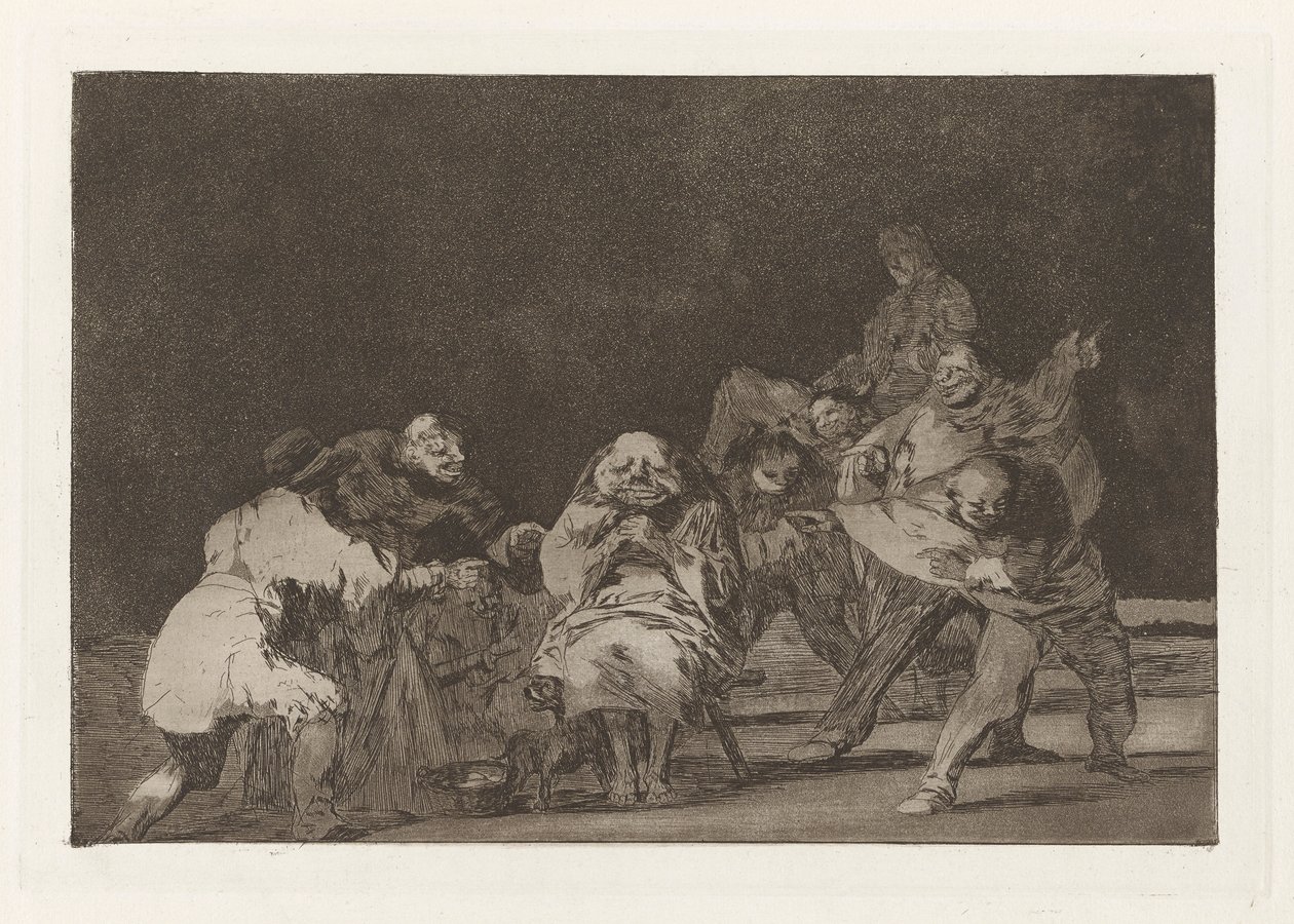 Loajalita, známá také jako Ten, kdo tě nemá rád, bude tě očerňovat v žertu, ze série The Nonsense (The Proverbs) od Francisco de Goya