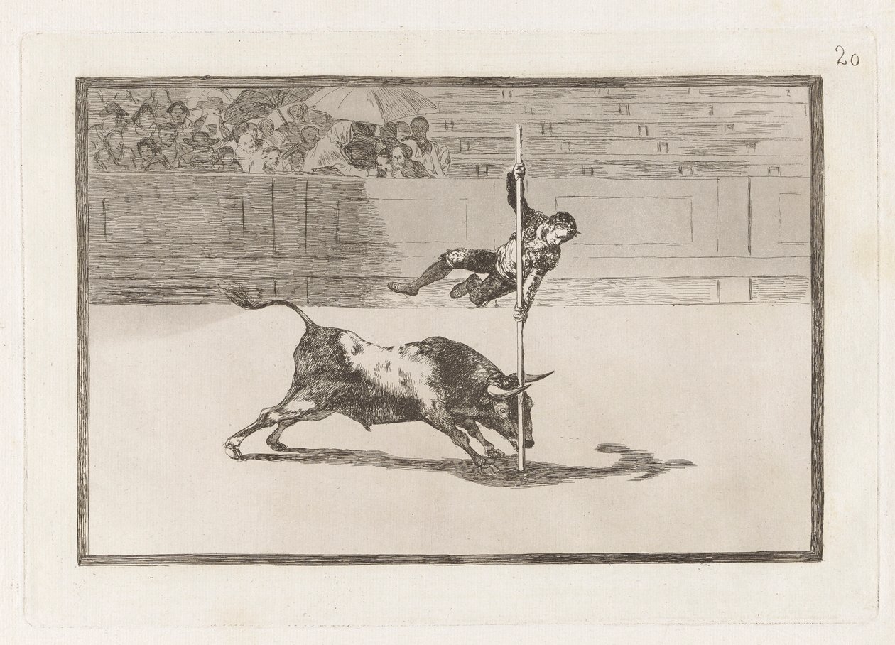 Lehkost a odvaha Juanita Apinaniho v [The Ring] v Madridu, deska 20 z La Tauromaquia od Francisco de Goya