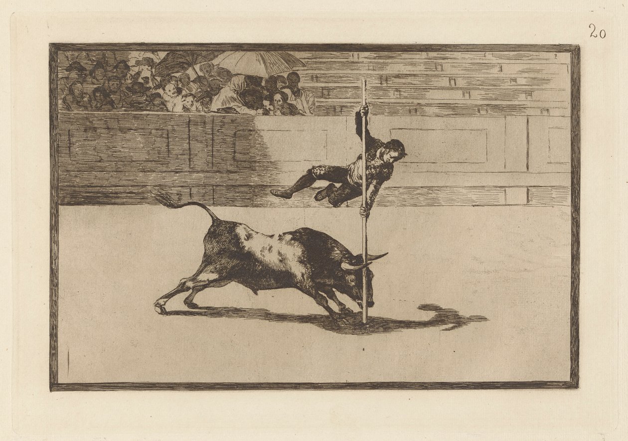 Lehkost a odvaha Juanita Apinaniho v [The Ring] v Madridu, deska 20 z La Tauromaquia od Francisco de Goya