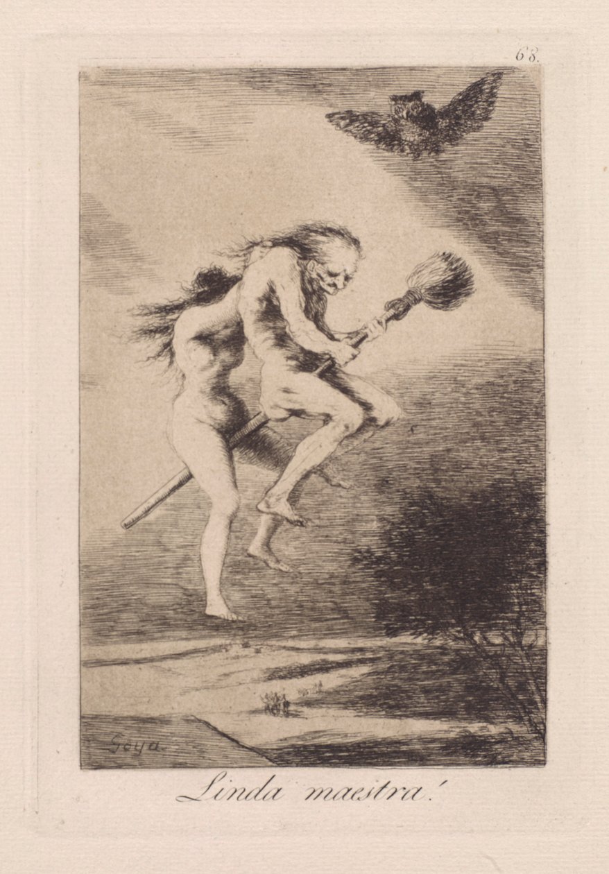 Linda maestra! (Hezká učitelka!), pl. 68 ze série Los caprichos od Francisco de Goya