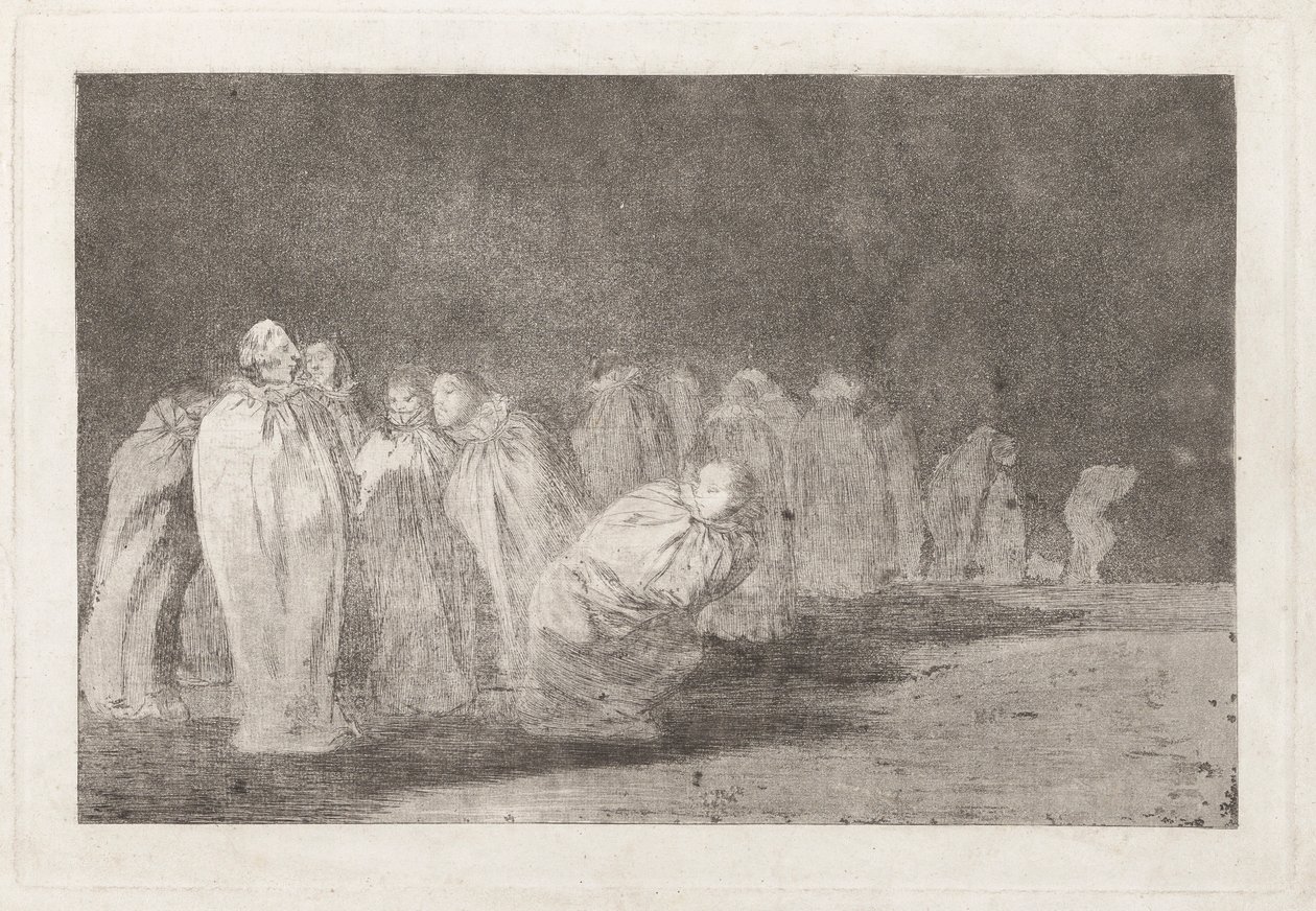 Los ensacados (Muži v pytlích), také známý jako So el sayal, hay al (Je něco pod pytlovinou), ze série Los disparates (Los proverbios) od Francisco de Goya