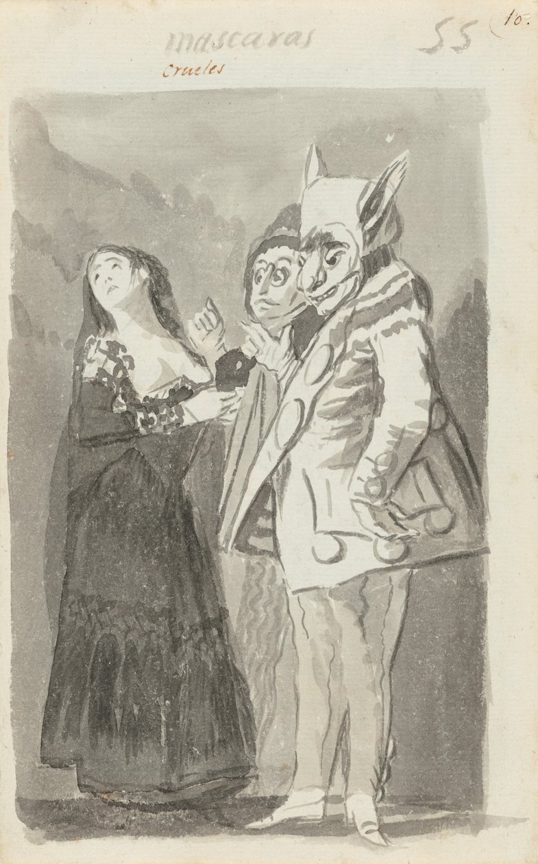 Mascaras circlees (Cruel Masks) [recto] od Francisco de Goya