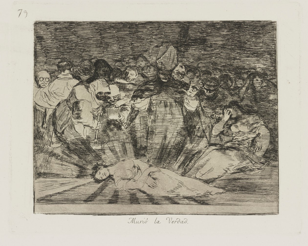 zemřel? pravda. (Pravda zemřela.), pl. 79 ze série The Disasters of War od Francisco de Goya