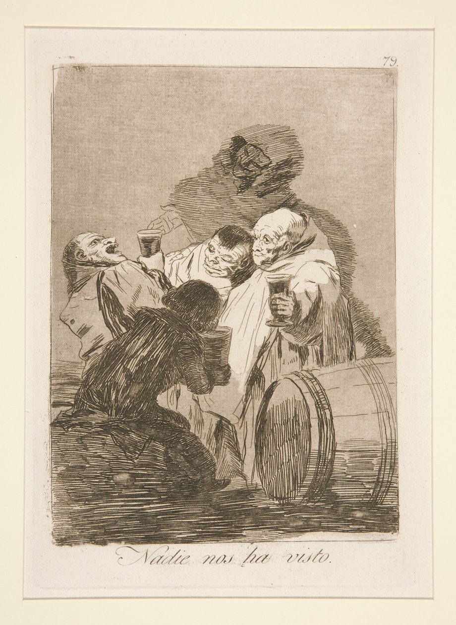 Nikdo nás neviděl (No One Has Seen Us), pl. 79 ze série Rozmary od Francisco de Goya
