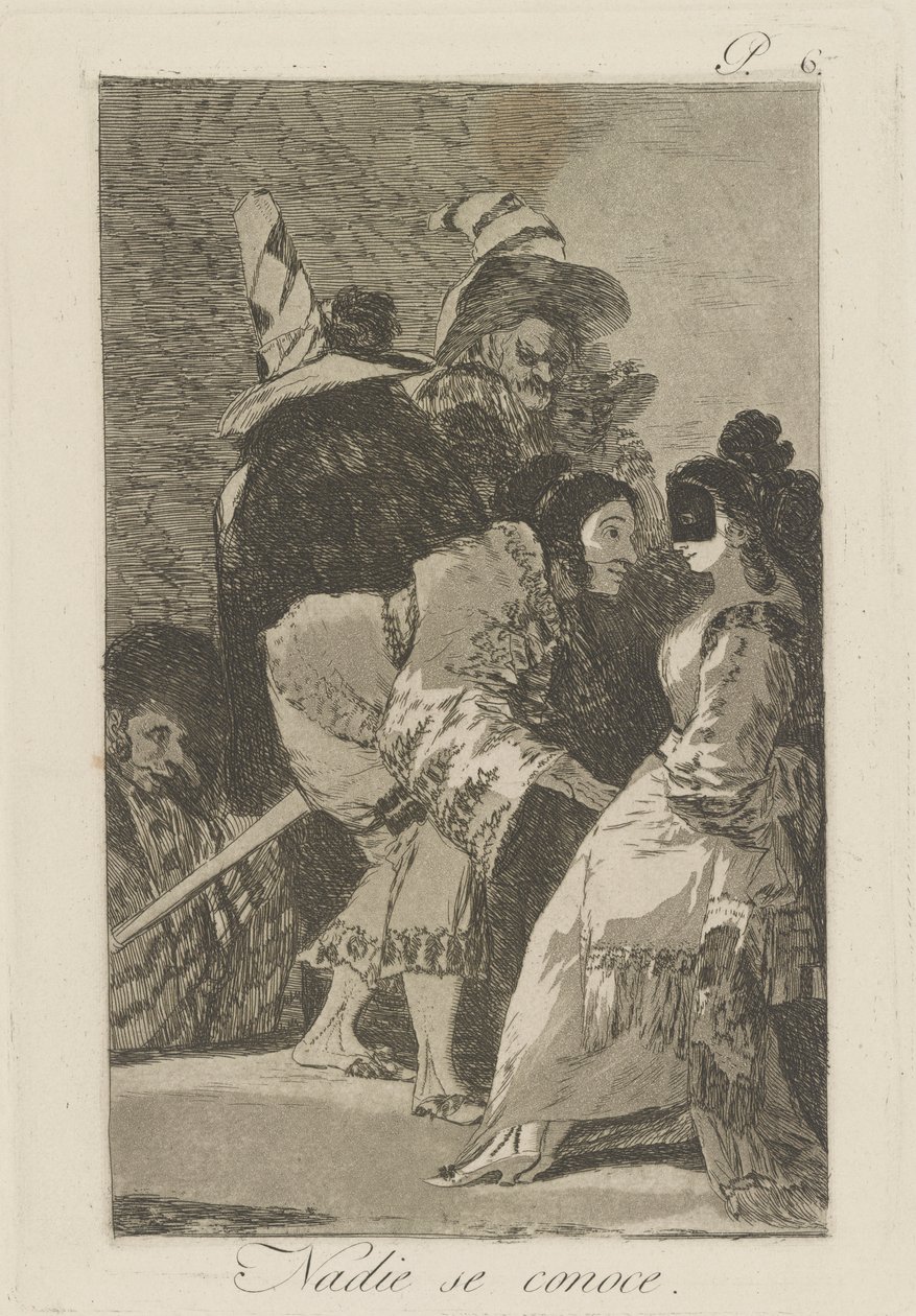 Nadie se conoce. (Nikdo se nezná.), pl. 6 ze série Los caprichos od Francisco de Goya