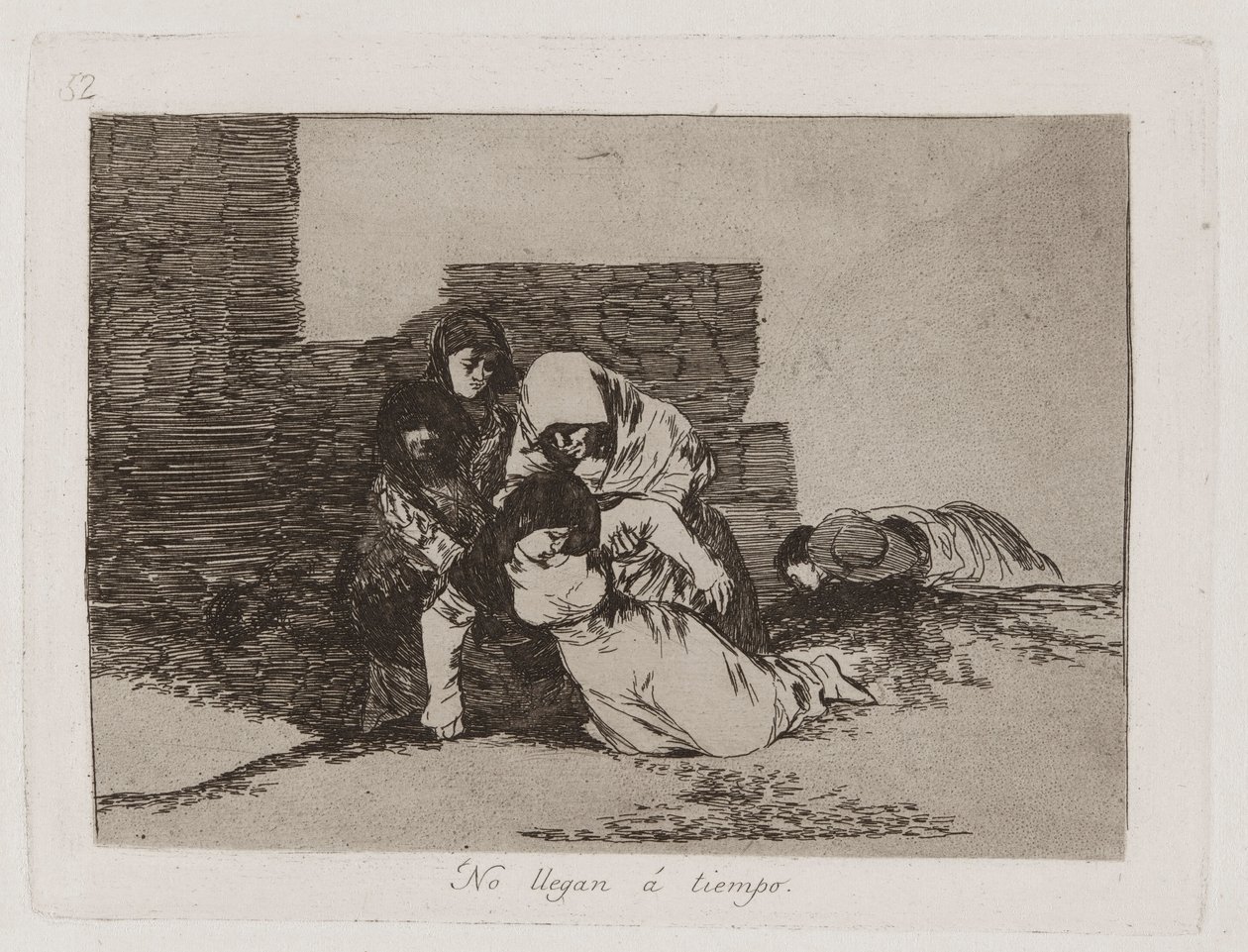 Nepřijdou? Oni nepřijdou včas, deska 52 z The Disasters of War od Francisco de Goya