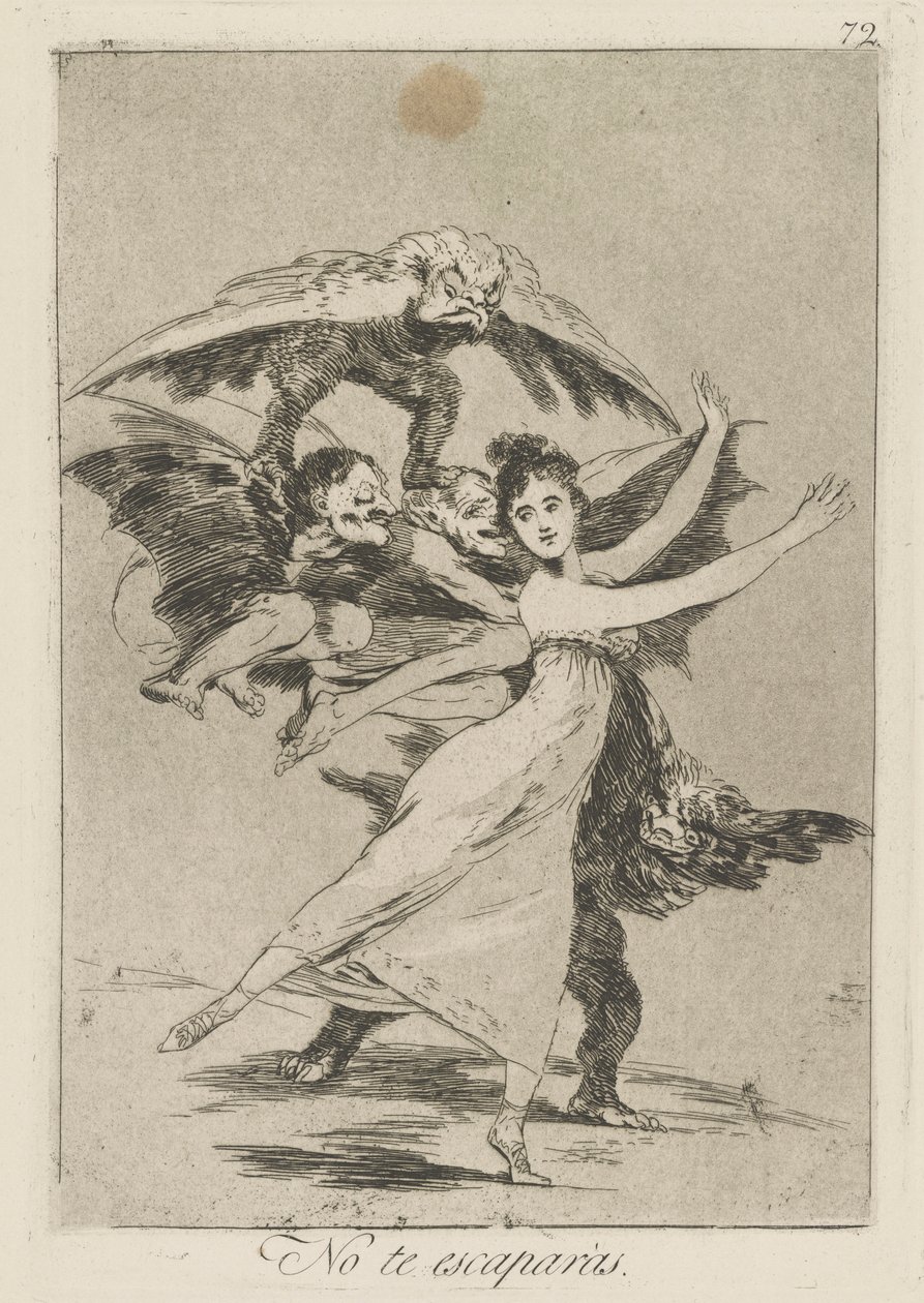 No te escapr?s. (Neunikneš.), pl. 72 ze série Los caprichos od Francisco de Goya