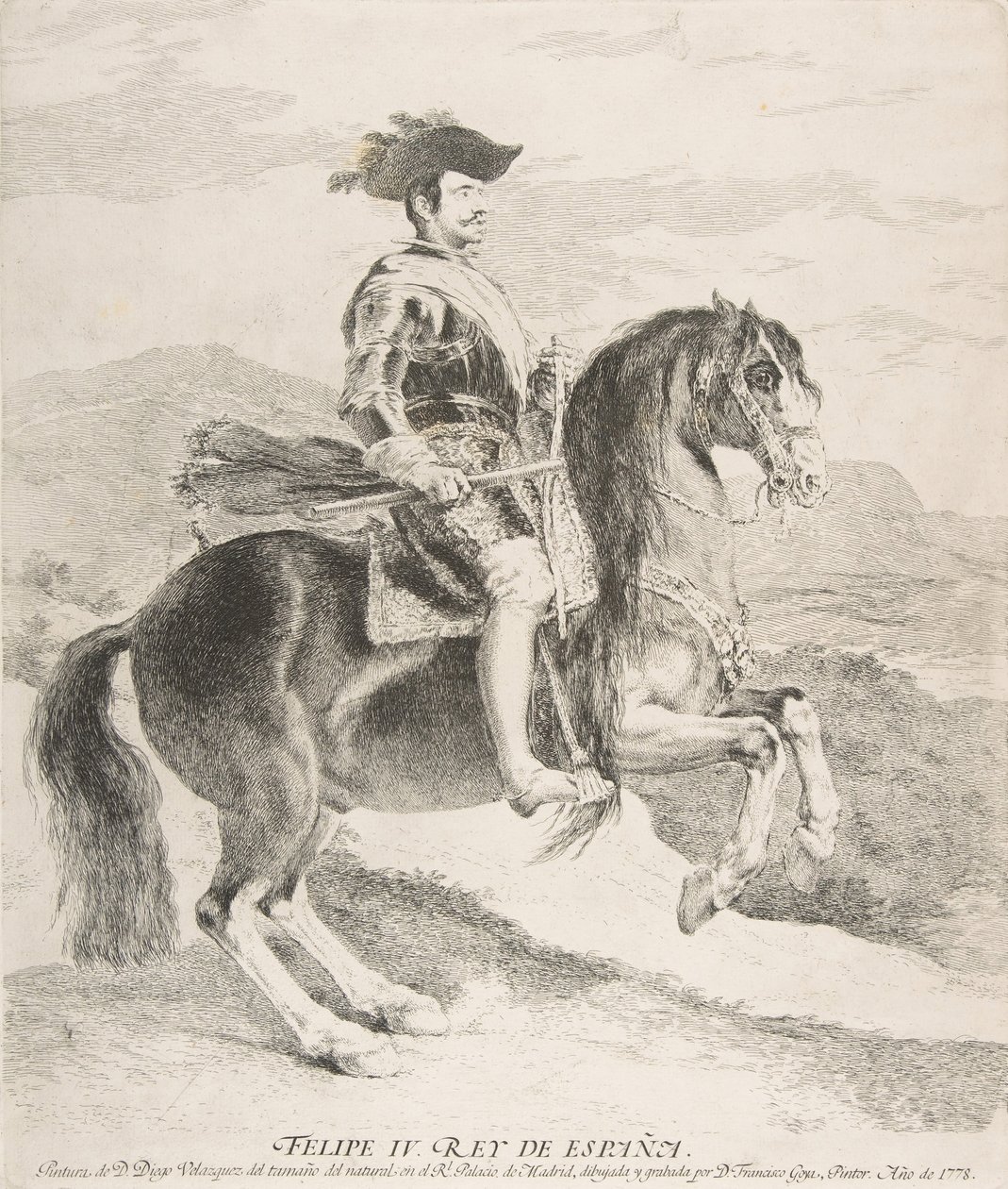 Filip IV na koni, po Velázquez, 1778. od Francisco de Goya