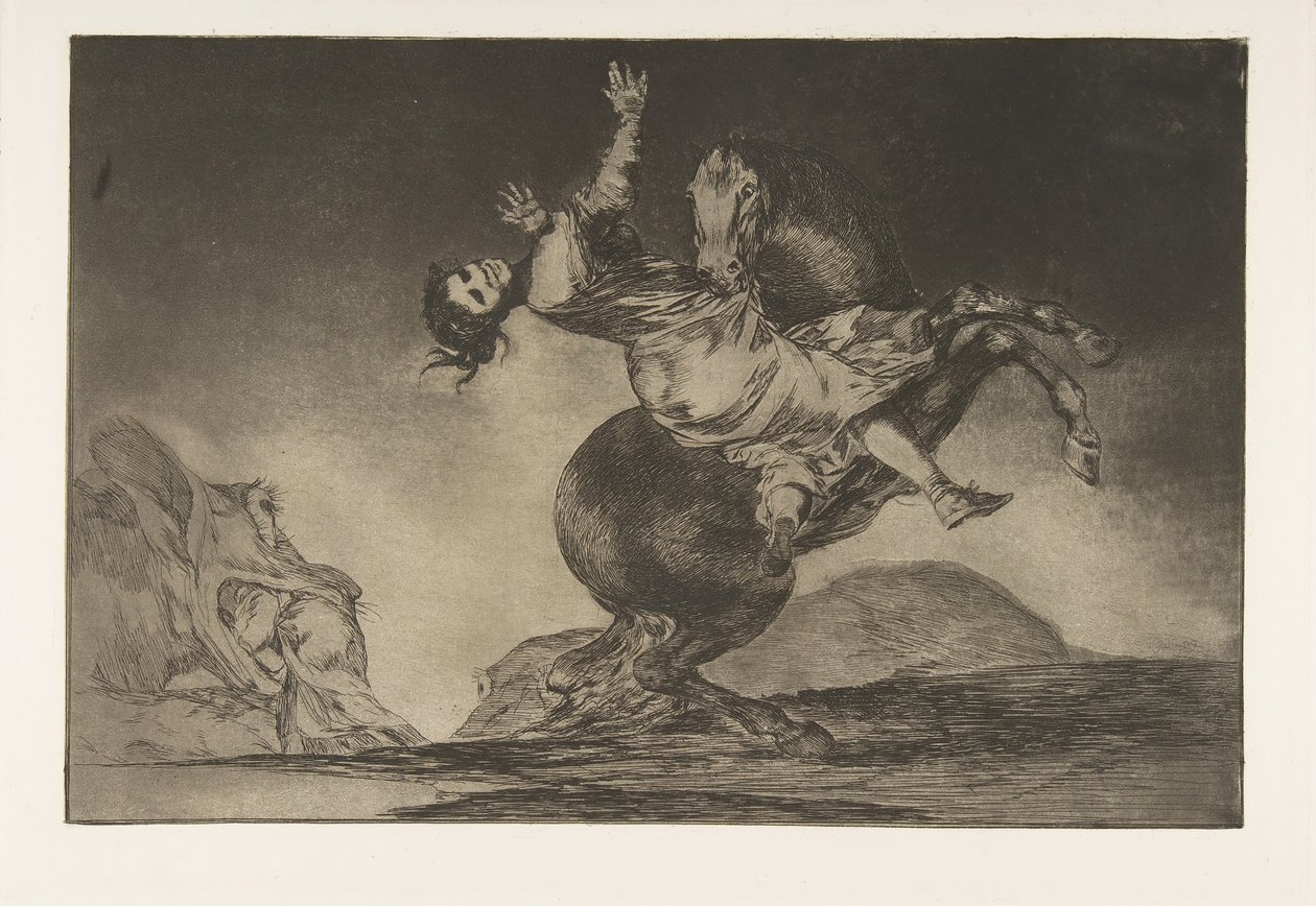 Talíř 10 od Nesourodých: Únosce koní, ca. 1816-23 publikováno 1864. od Francisco de Goya