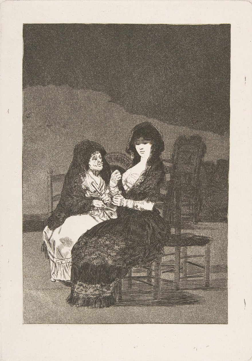Talíř 15 z Los Caprichos: Pretty Advice Beautiful Council, 1799. od Francisco de Goya