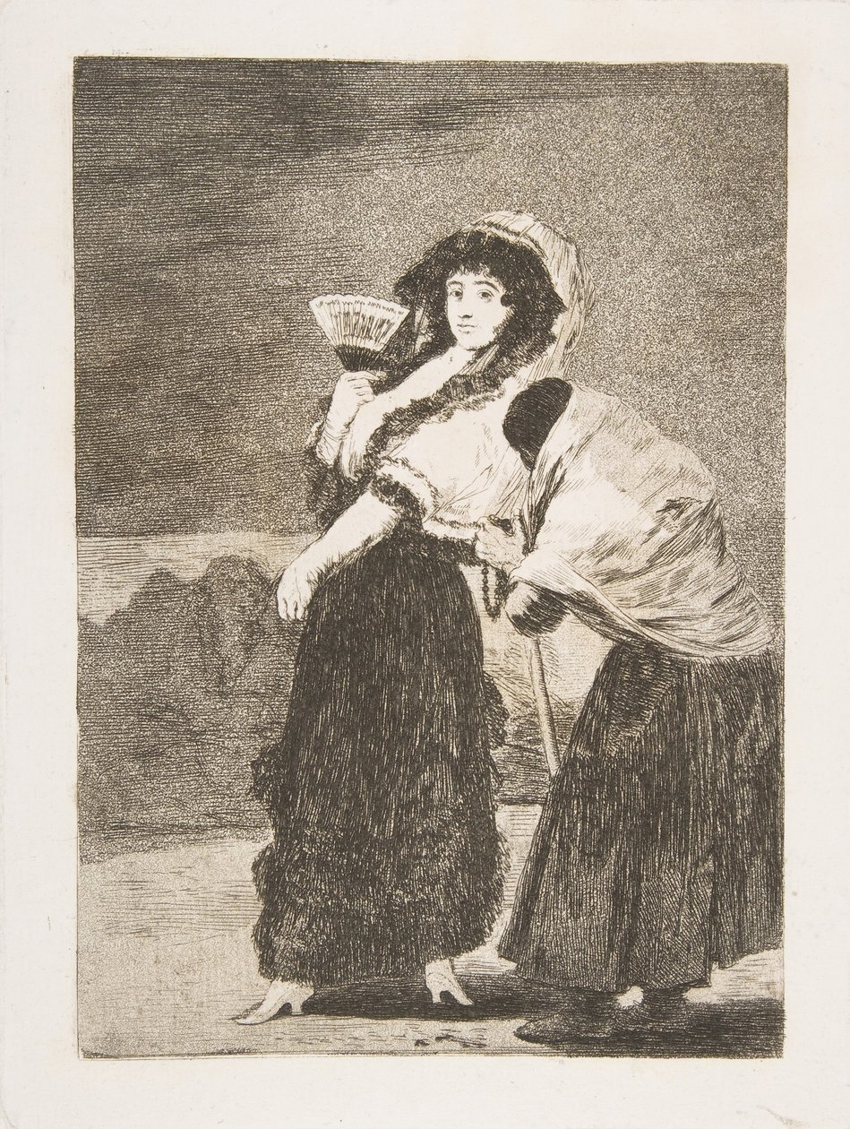 Deska 16 z Los Caprichos: Proboha: a byla to její matka Dios la Perdone..., 1797-98. od Francisco de Goya