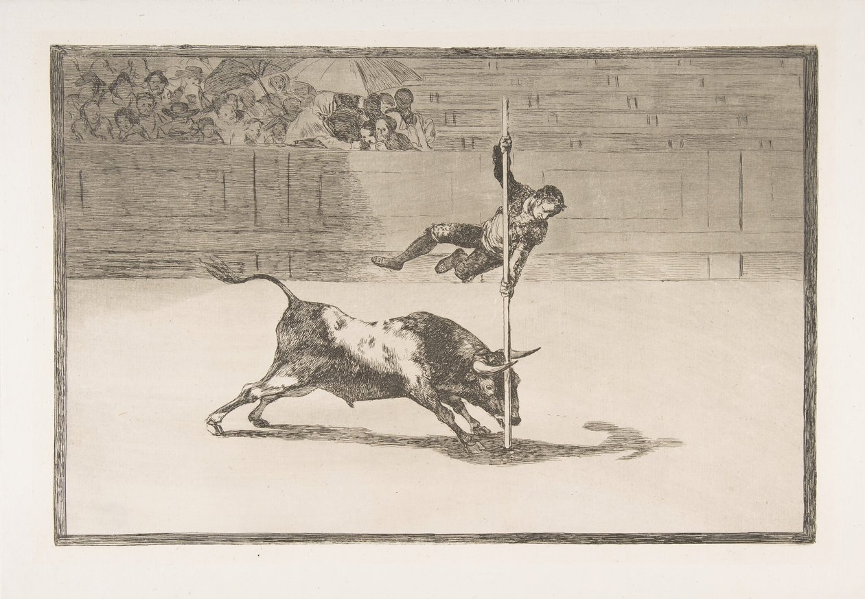 Talíř 20 z Tauromaquia: Hbitost a smělost Juanita Apiñaniho v [ringu] ..., 1816. od Francisco de Goya