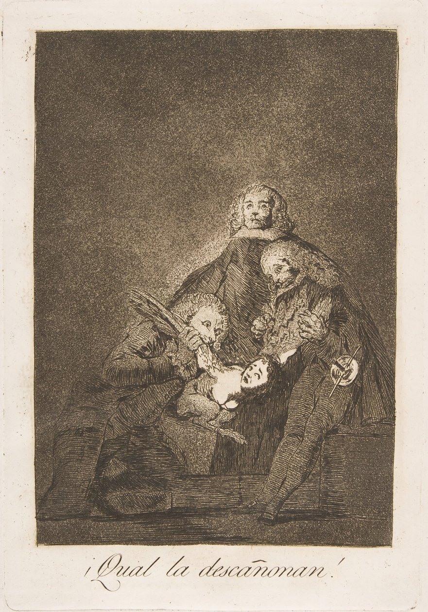 Talíř 21 z Los Caprichos: Jak ji oškubali! ¡Qual la descañonan!, 1799. od Francisco de Goya