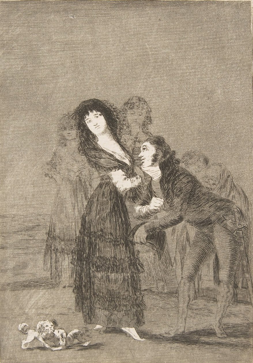 Deska 27 z Los Caprichos: Který z nich je více překonán Quien mas rendido, 1799. od Francisco de Goya