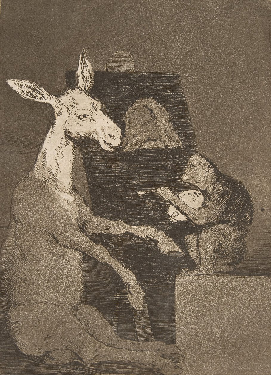 Deska 41 z Los Caprichos: Ani více ani méně Ni mas ni menos., 1799. od Francisco de Goya