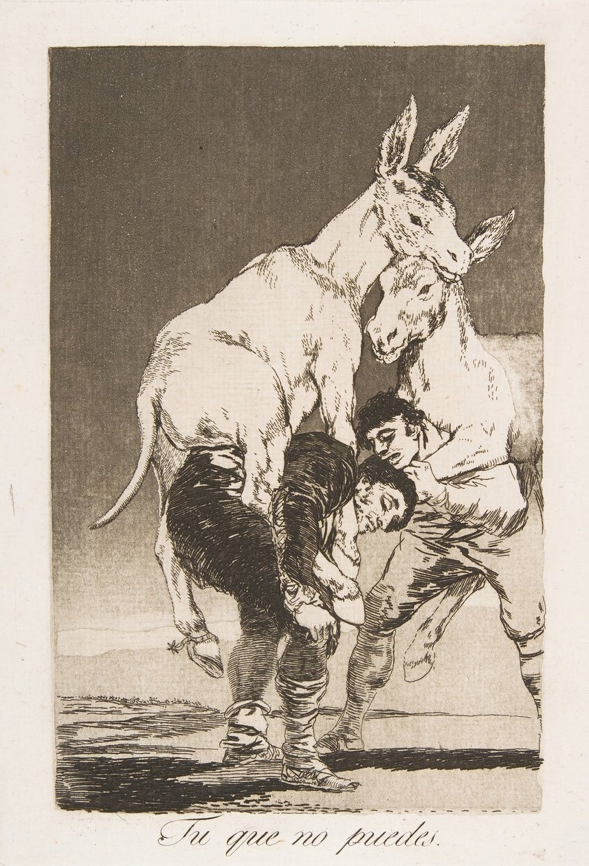 Deska 42 z Los Caprichos: Ty, kdo nemůžeš Tu que no puedes., 1799. od Francisco de Goya