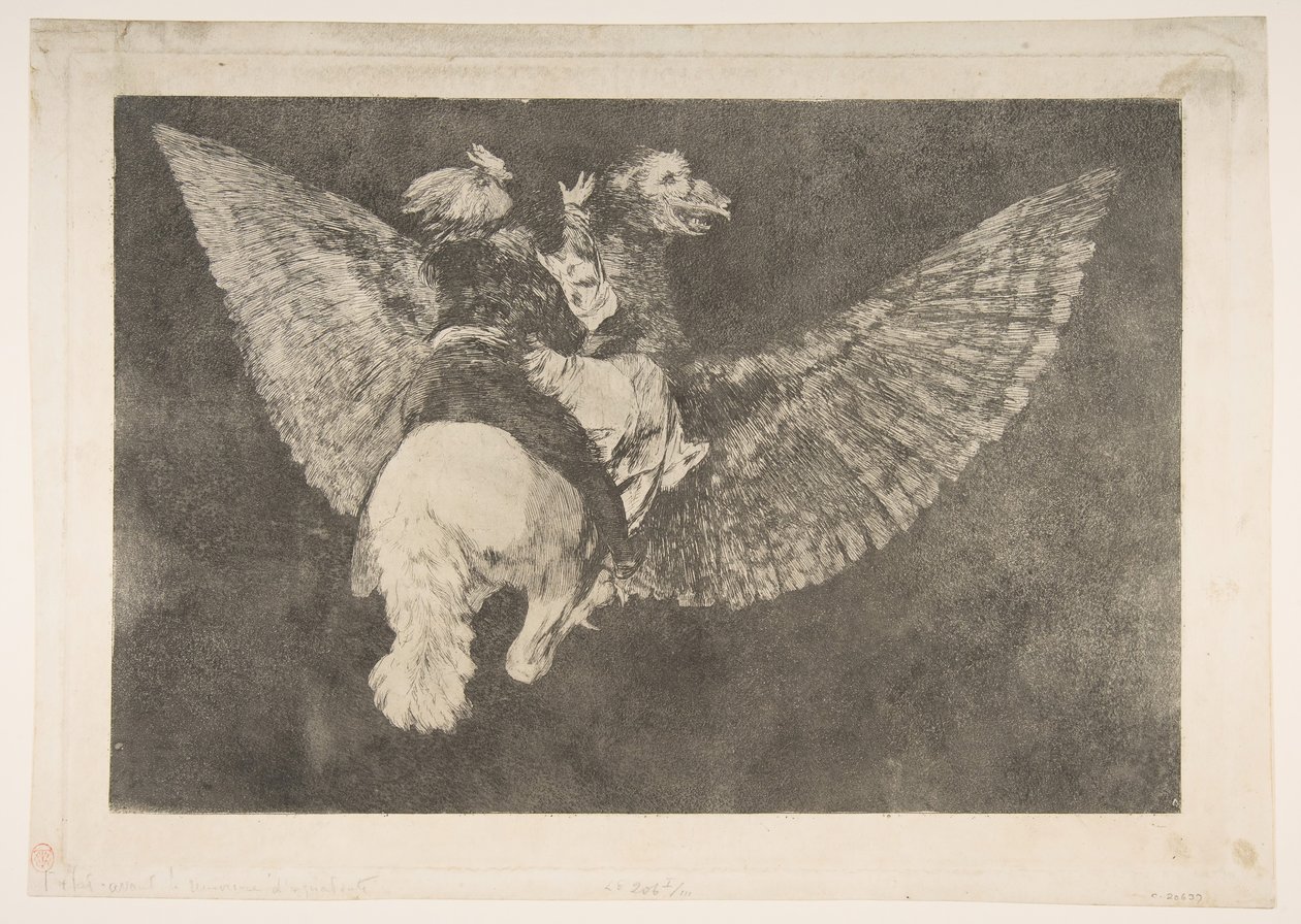 Deska 5 od Disparates: Flying Folly, ca. 1816-23 soukromý tisk cca 1854. od Francisco de Goya