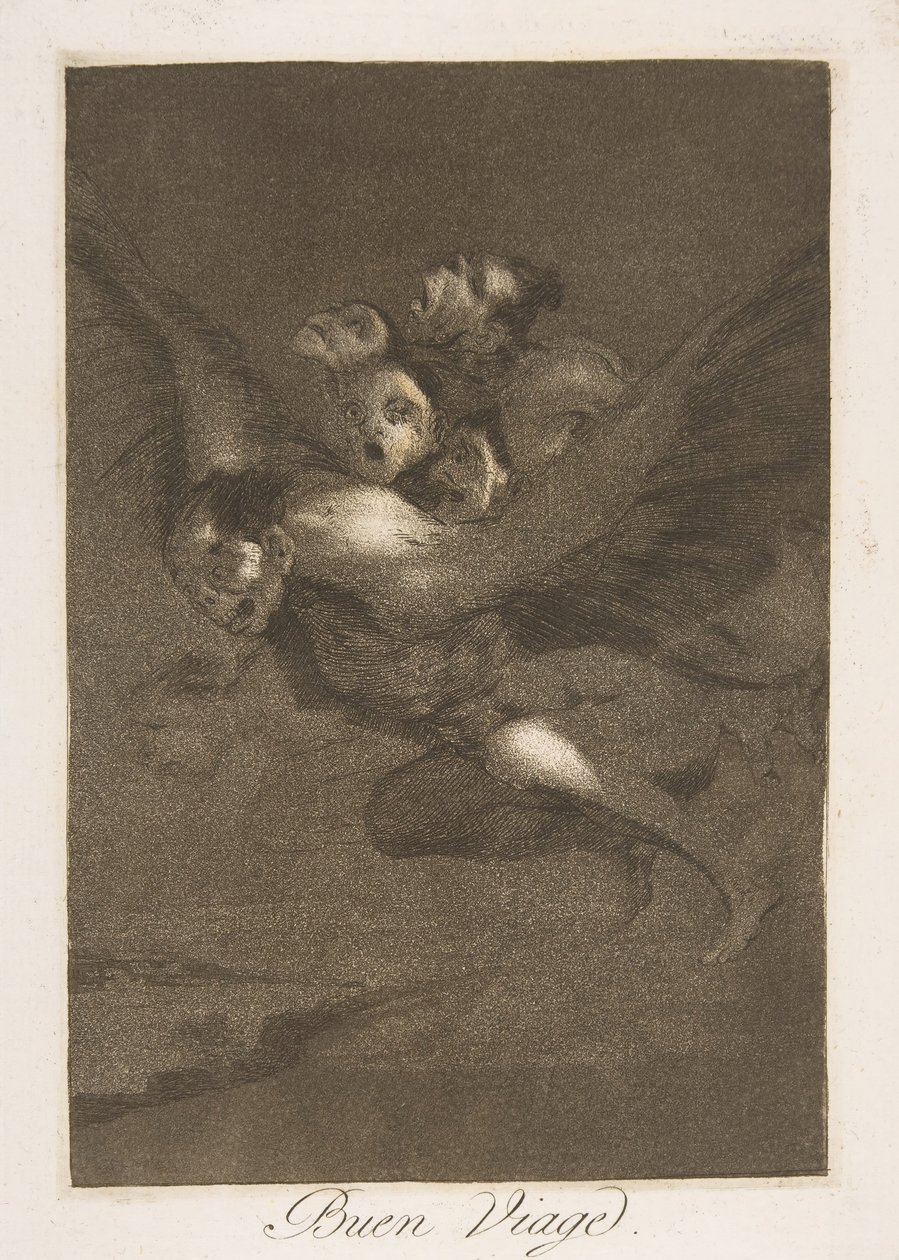 Deska 64 z Los Caprichos: Bon voyage Bon Voyage., 1799. od Francisco de Goya