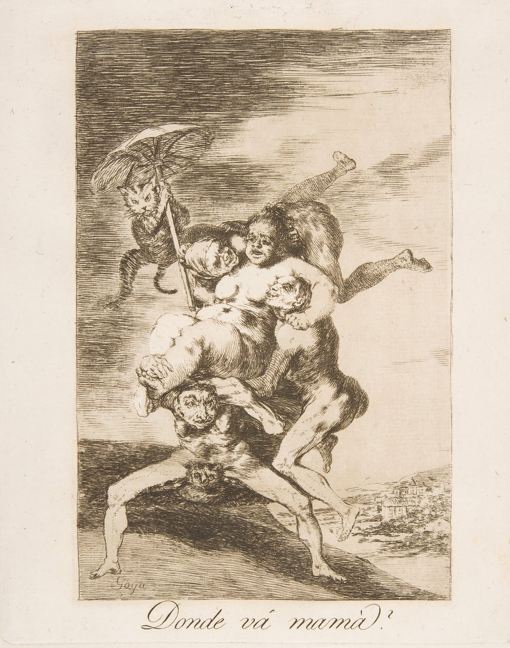 Talíř 65 z Los Caprichos: Kam jde máma Donde vá mámá, 1799. od Francisco de Goya